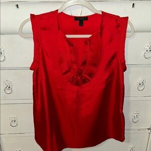 J. Crew 100% Silk Red Sleeveless Cut Out Blouse